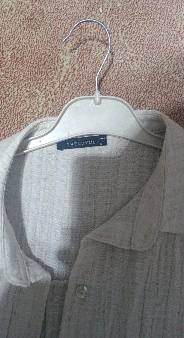 Kadın Keten Kısa Kollu Beyaz Gömlek - Görsel 2