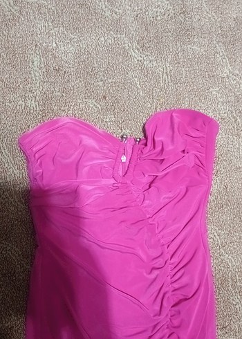 Pembe Drapeli Uzun Abiye Elbise - Görsel 2