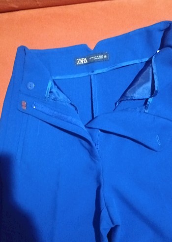 Kadın Mavi Midi Kumaş Pantolon - Görsel 3