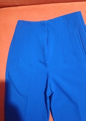 Kadın Mavi Midi Kumaş Pantolon - Görsel 2