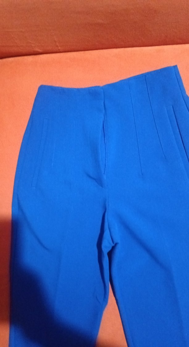 Kadın Mavi Midi Kumaş Pantolon - Görsel 2