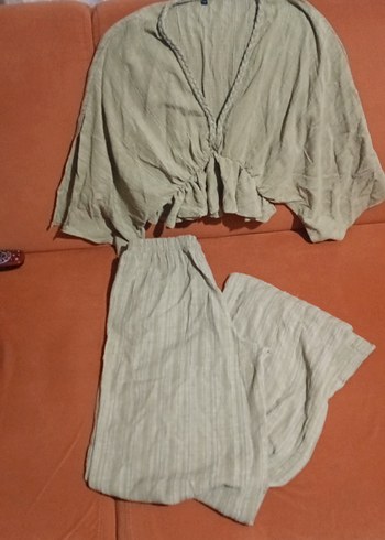 Bej Bohem Salaş Keten Pantolon - Görsel 2