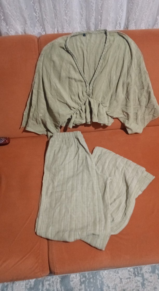 Bej Bohem Salaş Keten Pantolon - Görsel 2