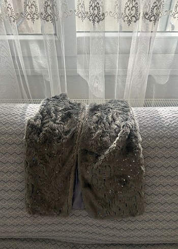 Gri Kürklü Kolsuz Midi Yelek - Görsel 3