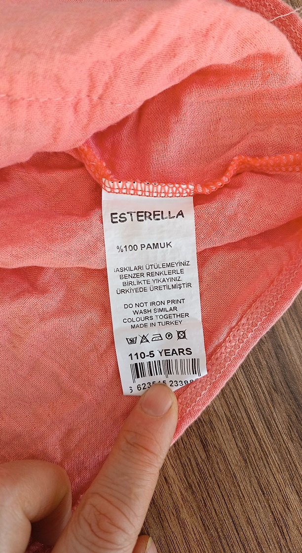 Kız Çocuk Nakışlı Keten Elbise - Görsel 3