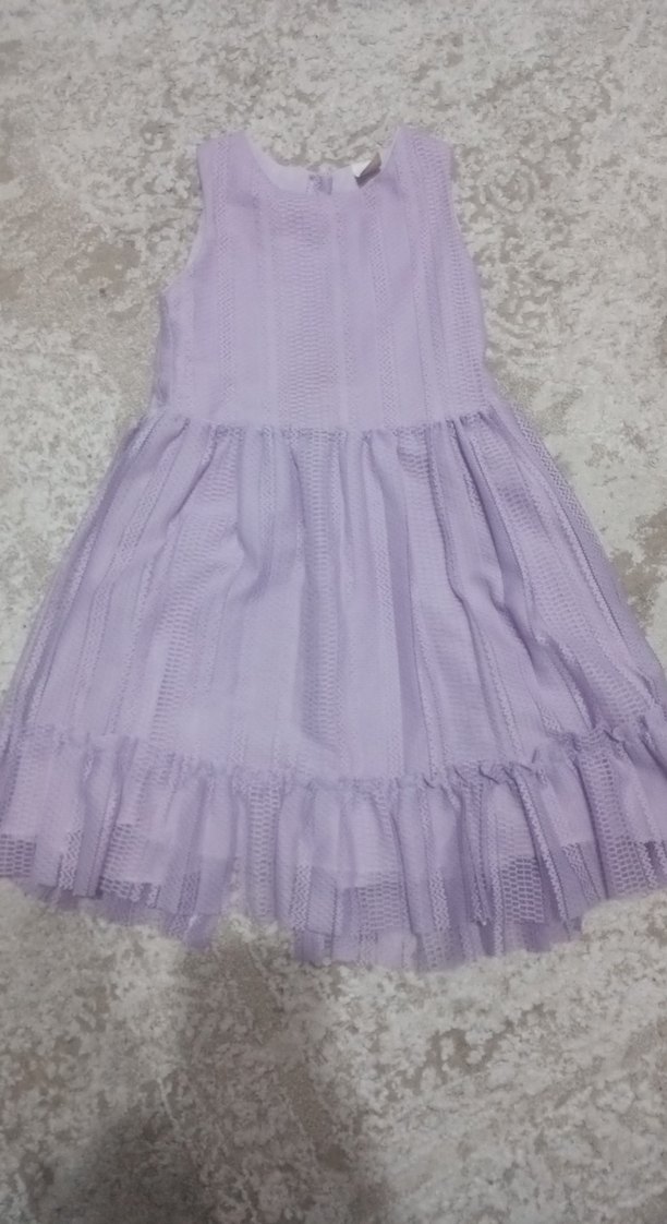 Mor Kolsuz Fırfırlı Kız Elbisesi - Görsel 2