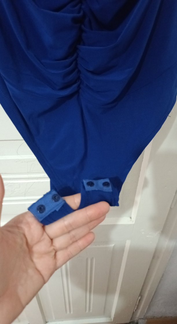 Drapeli Kısa Mini Mavi Kadın bluz - Görsel 4