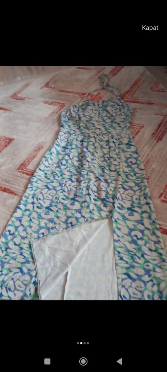 Çok Renkli Bohem Straplez Uzun Elbise - Görsel 2