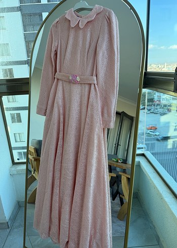 36 Beden pembe Renk Gamze polat tasarım Pembe Vintage Uzun Elbise