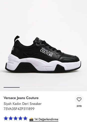 Versace Jeans Couture Siyah Kadın Deri Sneaker