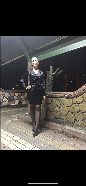 Diğer saten uzun kollu elbise