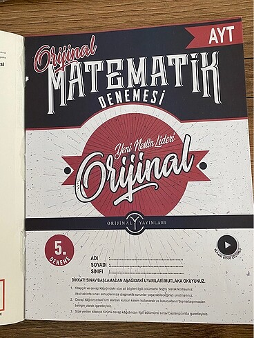 orijinal matematik ayt deneme