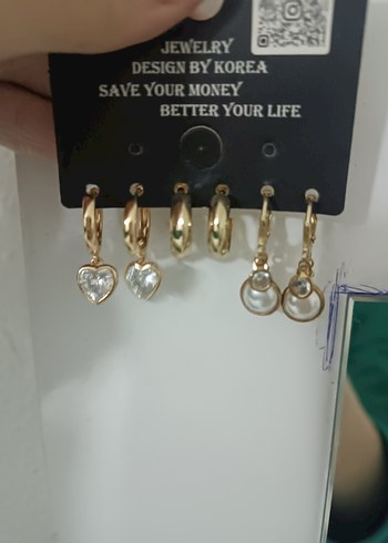 Altın Renk Mini Boncuklu Bohem Küpe Seti - Görsel 2