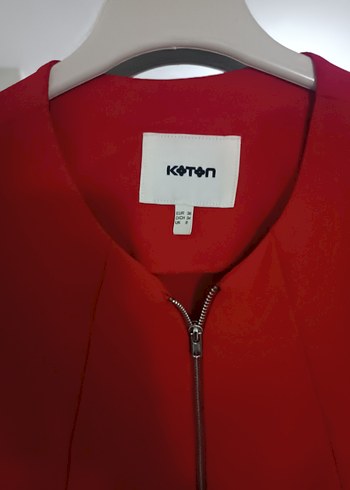 Fermuarlı Kırmızı Kadın Midi Ceket - Görsel 2