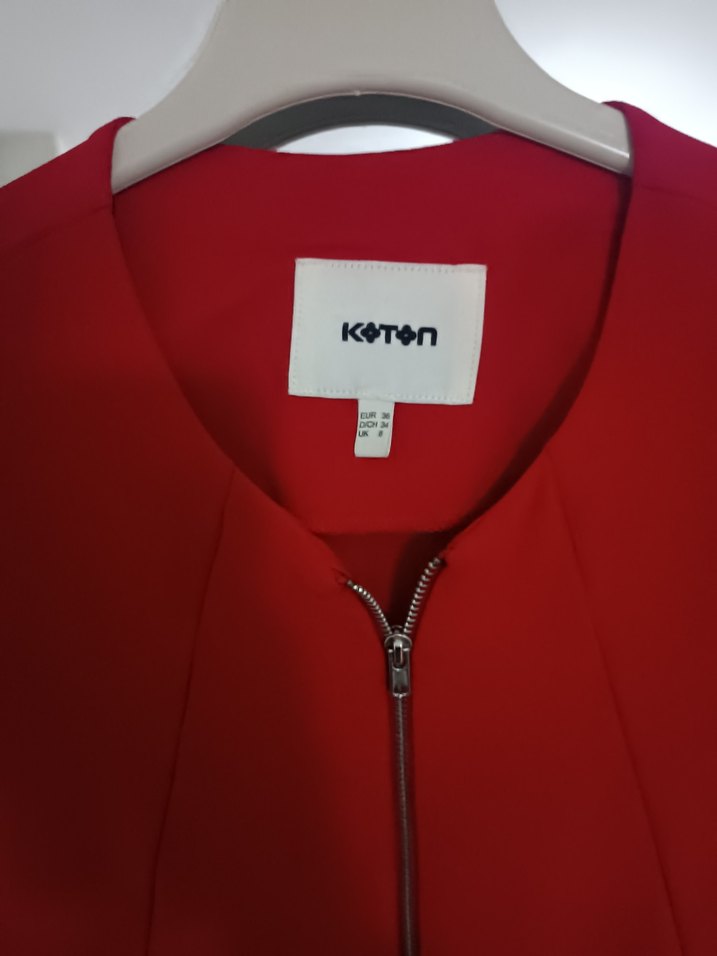 Fermuarlı Kırmızı Kadın Midi Ceket - Görsel 2