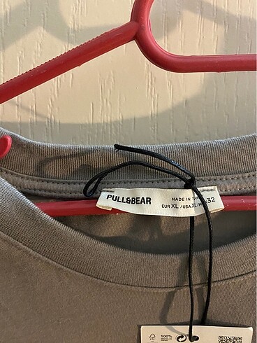 xl Beden gri Renk Etiketli pull@bear tshrt