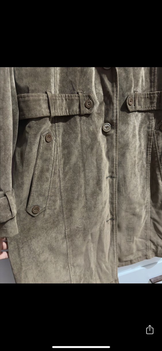 Düğmeli Uzun Süet Kadın Trençkot - Görsel 4