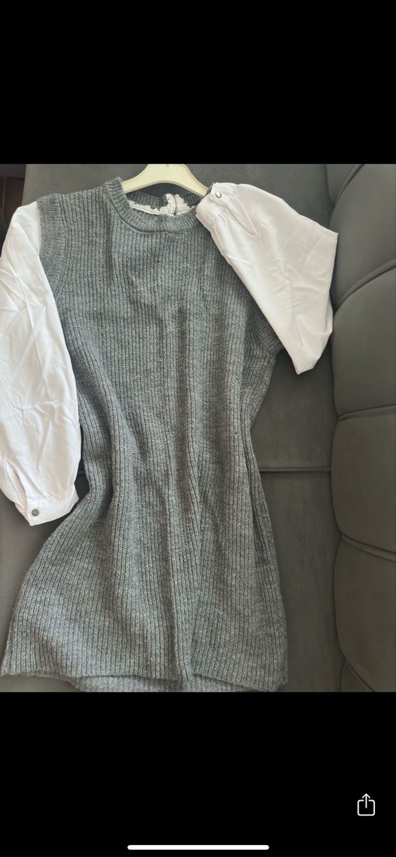 Gri Triko Midi Kadın kazak - Görsel 2