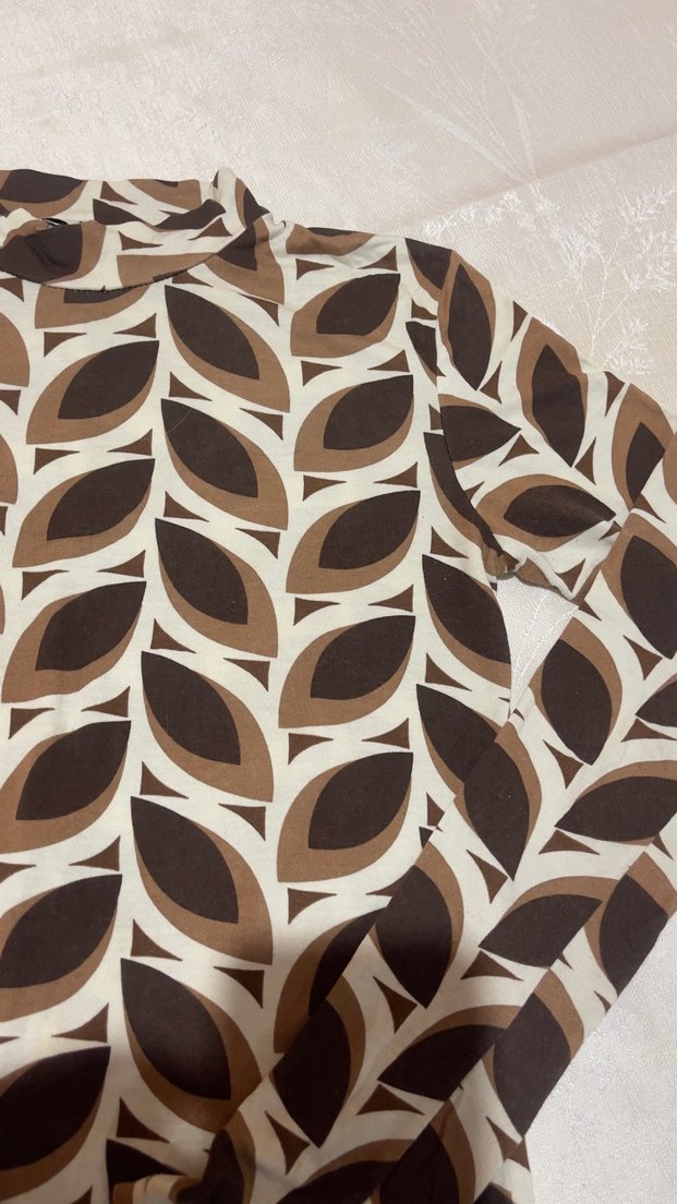 Bohem Desenli Uzun Kollu Boğazlı Bluz - Görsel 4