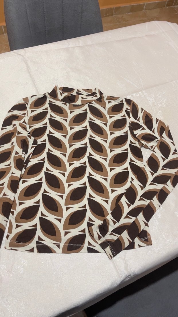 Bohem Desenli Uzun Kollu Boğazlı Bluz - Görsel 2