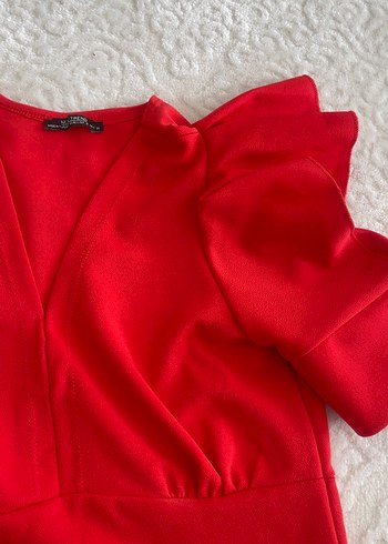 Kısa Kollu Kırmızı Fırfırlı Mini Bluz - Görsel 5