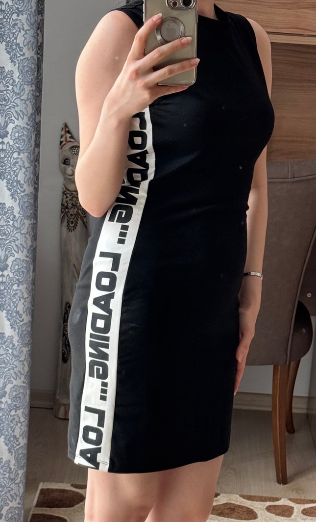 Siyah Yüksek Yakalı Kalem Elbise - Görsel 2