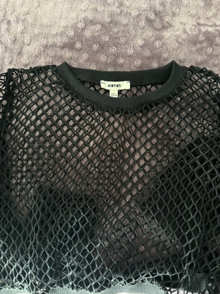 Siyah Fileli Dantel Detaylı Kadın Bluz - Görsel 2