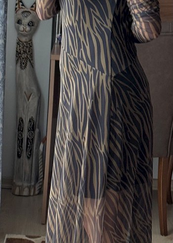 Zebra Desenli Uzun Bohem Elbise - Görsel 2