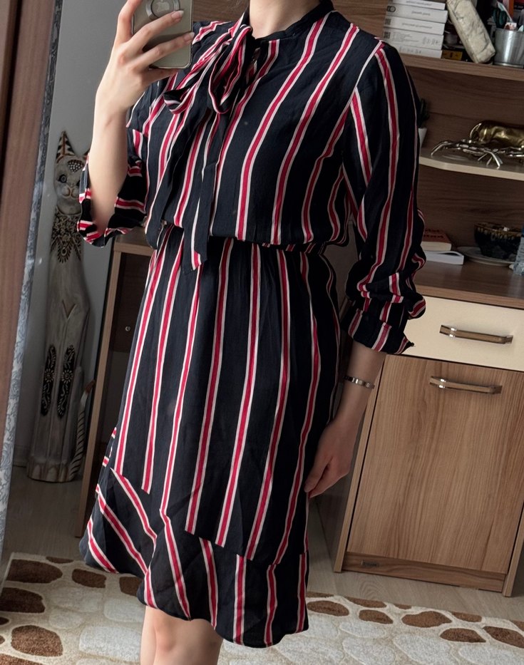 Çizgili Kadın Elbise - Görsel 2