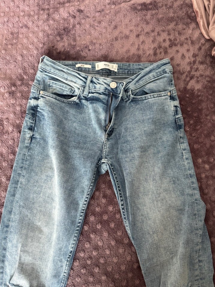 Kadın Mavi Yırtık Dar Kesim Kot Pantolon - Görsel 3