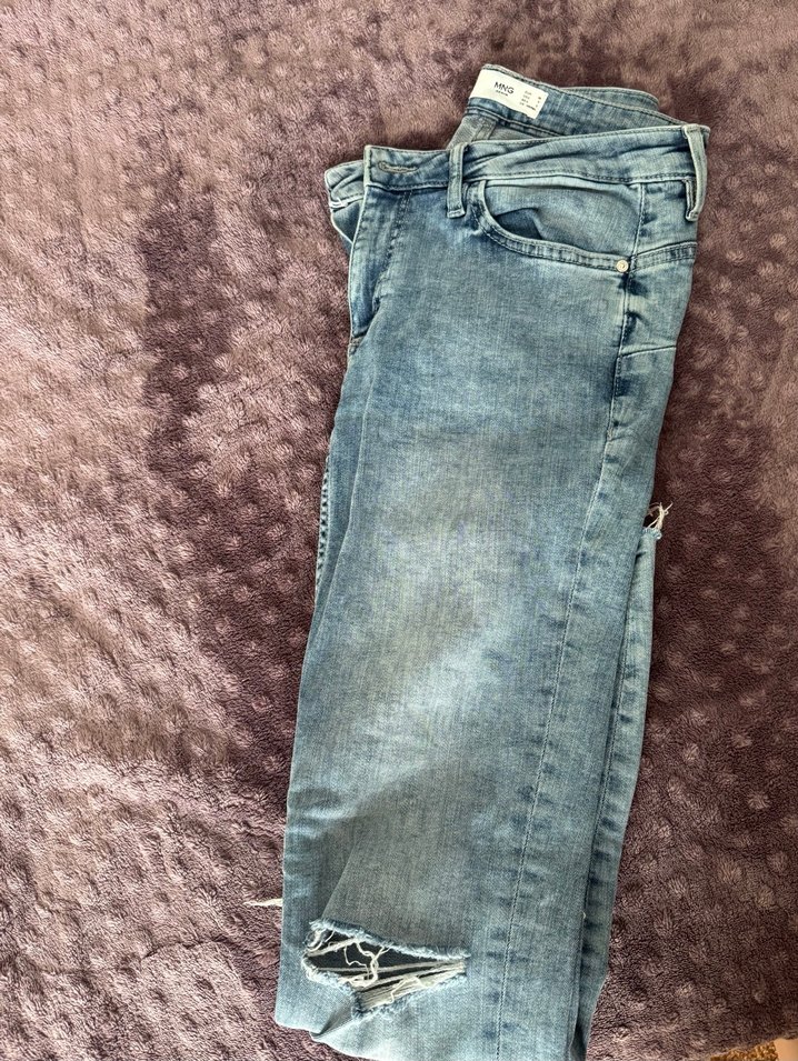 Kadın Mavi Yırtık Dar Kesim Kot Pantolon - Görsel 2