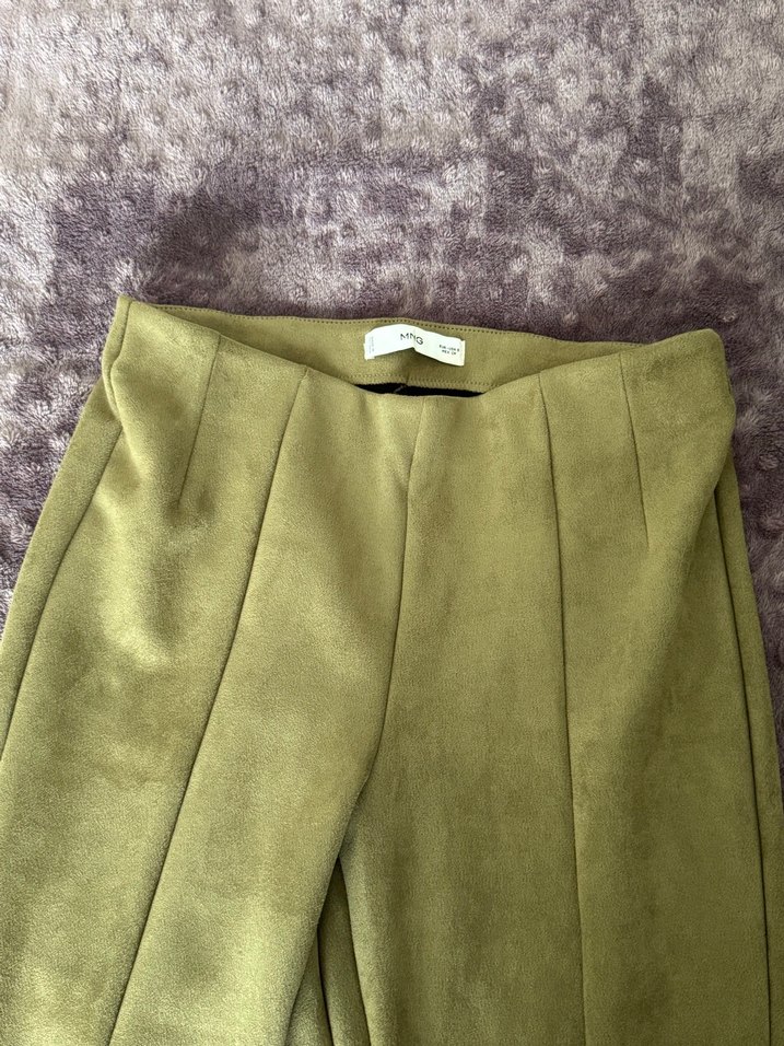 Bej Kadın Süet Dar Kesim Midi Pantolon - Görsel 2