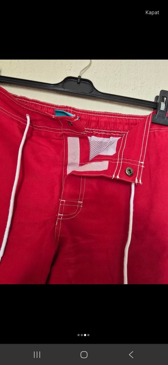 Kırmızı Erkek Kısa Bol Kesim Mayo Şort - Görsel 3
