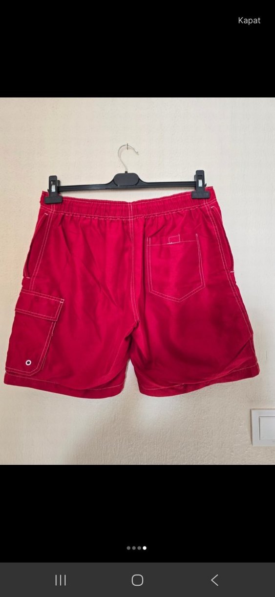 Kırmızı Erkek Kısa Bol Kesim Mayo Şort - Görsel 4