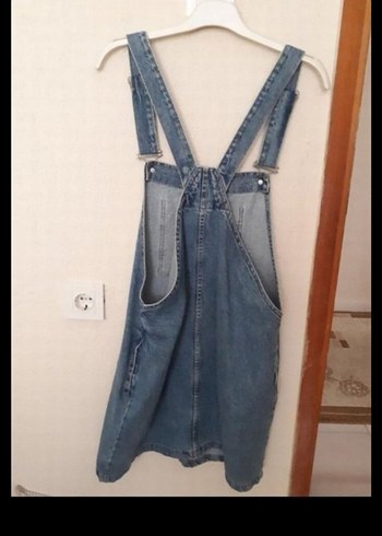 Kadın Mavi Kot Midi Askılı Tulum - Görsel 2