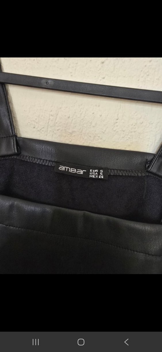 Siyah Deri Askılı Mini Elbise - Görsel 2