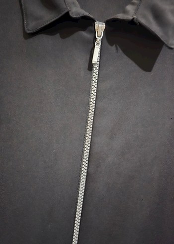 Siyah Fermuarlı Kadın Midi Gömlek - Görsel 3