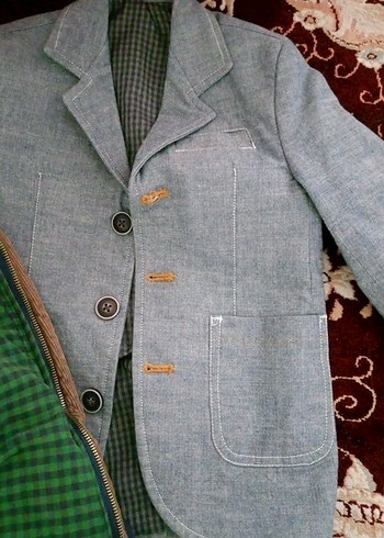 Erkek Çocuk Gri Düğmeli Ceket ve mont - Görsel 2