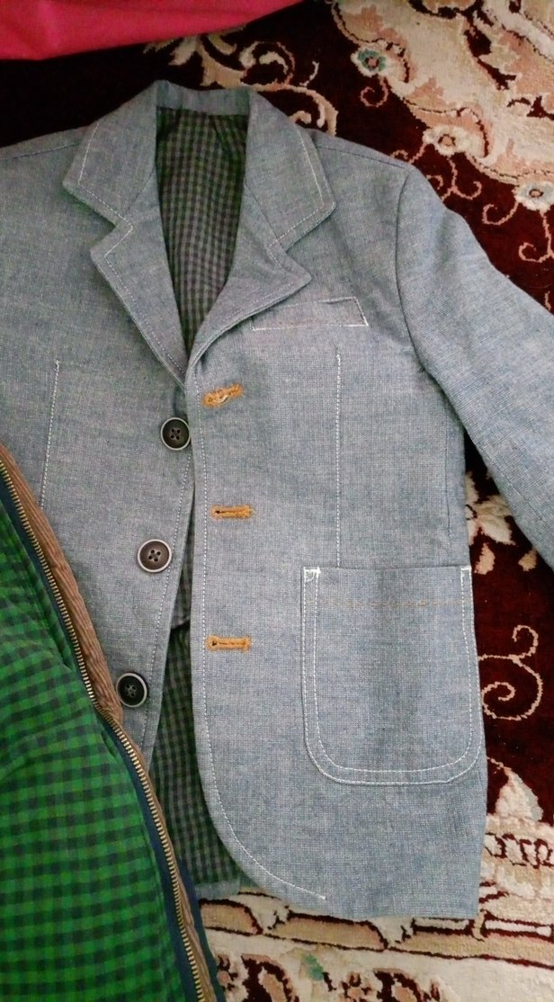 Erkek Çocuk Gri Düğmeli Ceket ve mont - Görsel 2