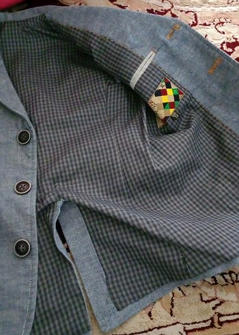 Erkek Çocuk Düğmeli Gri Kot Ceket ve mont - Görsel 4