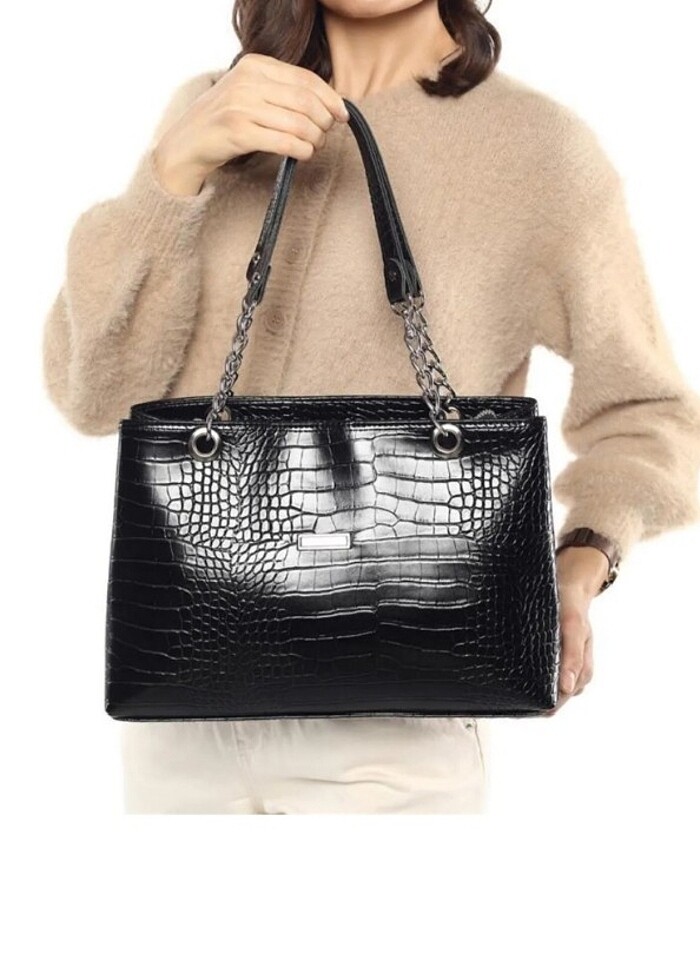 Siyah Büyük Zincirli Çanta - Görsel 3