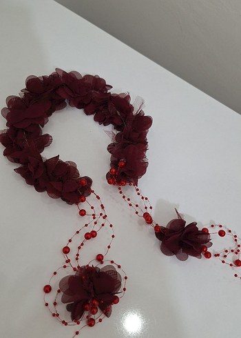 Diğer Bordo Boncuklu Bohem Saç Aksesuarı