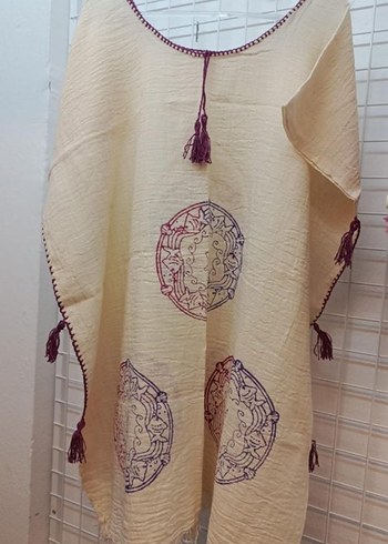 Püsküllü Bohem Kısa Kollu Kadın Tunik - Görsel 6