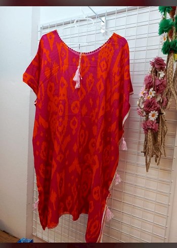 Püsküllü Bohem Kısa Kollu Kadın Tunik - Görsel 5