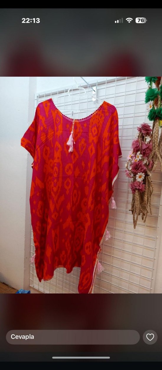 Püsküllü Bohem Kısa Kollu Kadın Tunik - Görsel 5