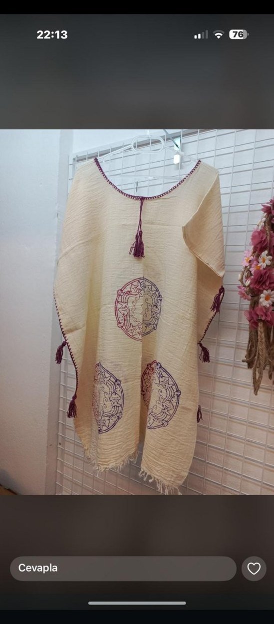 Püsküllü Bohem Kısa Kollu Kadın Tunik - Görsel 2