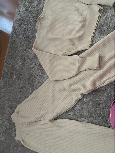 Zara krem triko takım