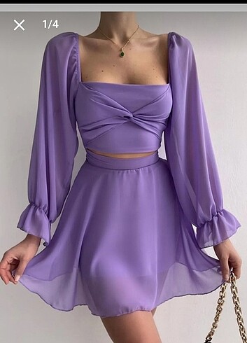 Zara Lila şifon elbise