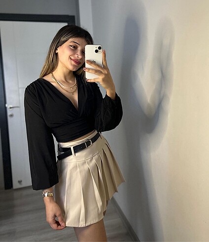 Diğer PİLELİ kemerli etek altı şort astarlı