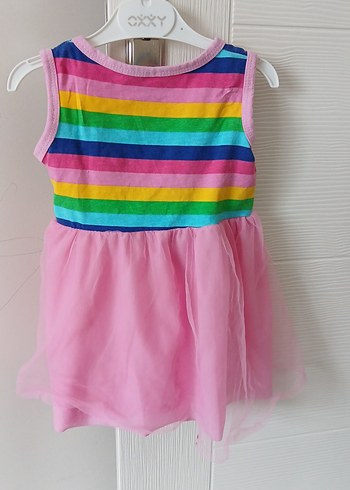 Kız Çocuk Pembe Renkli Tül Elbise - Görsel 2